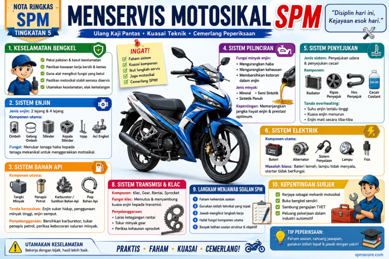 Nota Ringkas Menservis Motosikal (SPM Tingkatan 5)